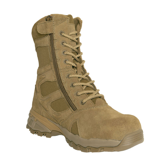 Rothco 8" Forced Entry Composite Toe AR 670-1 Coyote Brown Tactical Boot features a durable a non-metallic composite toe and shank. www.defenceqstore.com.au
