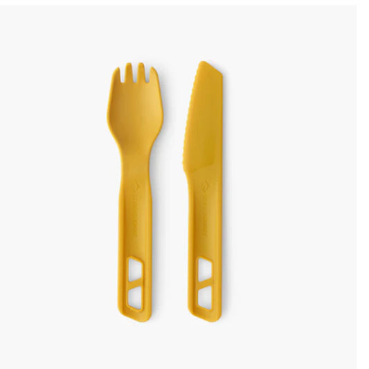 Sleek and strong, the 2-piece Passage Cutlery Set features a Knife and Spork that is perfect for the minimalist camper. The handles can be snapped together for transport; or connected in opposite directions to create a long spork Built of EU food-grade fibreglass-reinforced polypropylene, Passage Cutlery is designed to fit into our Frontier cookware. www.defenceqstore.com.au