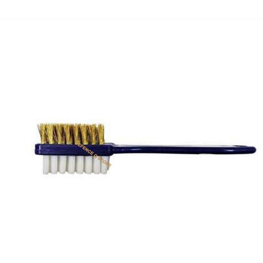 Discover the amazing benefits of using Shoe Brush Crepe/Wire Suede & Nubuck Blue Plastic Handle! Perfect for all types of suede and nubuck, the crepe side effortlessly removes dirt while the brass bristles restore the nap of your favorite suede pieces. Elevate your shoe care routine with this must-have brush! www.defenceqstore.com.au