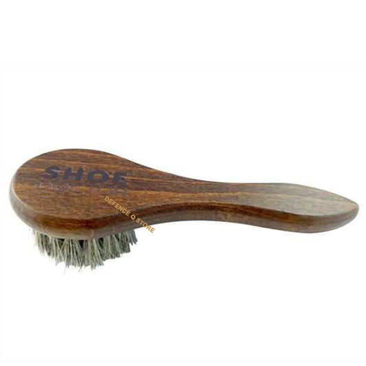 " 100% Premium Horsehair Silver/grey colour " No-Bleed, 100% Tail Hair Bristles " Handle dimensions: 170 mm x 53 mm x 12 mm " Wooden handle " High-density pinning. " Varnished Handle " www.defenceqstore.com.au