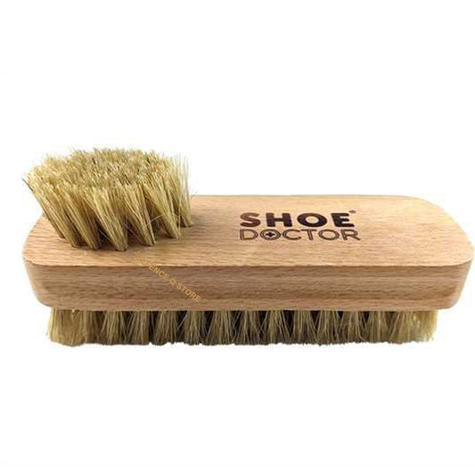 Shoe Doctor Shoe Brush Twin Tufted with Natural Animal Bristles. Twin tufted apply one side polish with the other. Natural coloured bristles suited to any polish. Varnished and made from Beech Timber. This brush contains dense tufts of natural fibre bristles to provide maximum buffing! www.defenceqstore.com.au