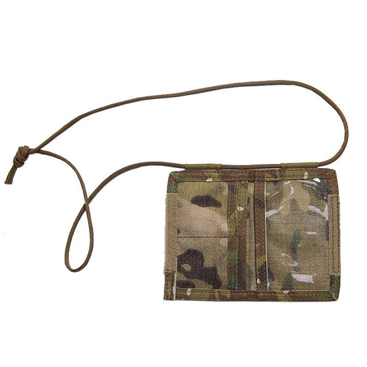 The original SORD folding ID holder with three ID windows, two on the outside and one on the inside with a separate coin and card slot. Velcro edge keeps it closed securely. 550 para-cord with opposable thumb knots for simple adjustment. www.defenceqstore.com.au