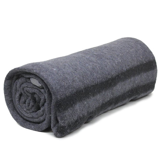 These blankets are created from the shredded and felted off cuts from the cutting room floors of clothing factories. In the past this was majority cotton, however nowadays it is primarily synthetic. This process reduces the amount of fabric off cuts which would have otherwise gone to landfill. www.defenceqstore.com.au