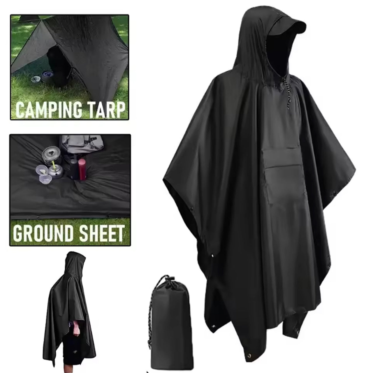 Made from tough Ripstop Nylon with a sleek black design, this versatile poncho offers both durability and style. It includes a handy stuff bag for easy carrying, and grommets on all corners provide secure attachment options. Measuring 210x140cm, it’s lightweight and compact for effortless packing. Use it as a poncho, ground sheet, or emergency shelter to suit your needs. www.defenceqstore.com.au