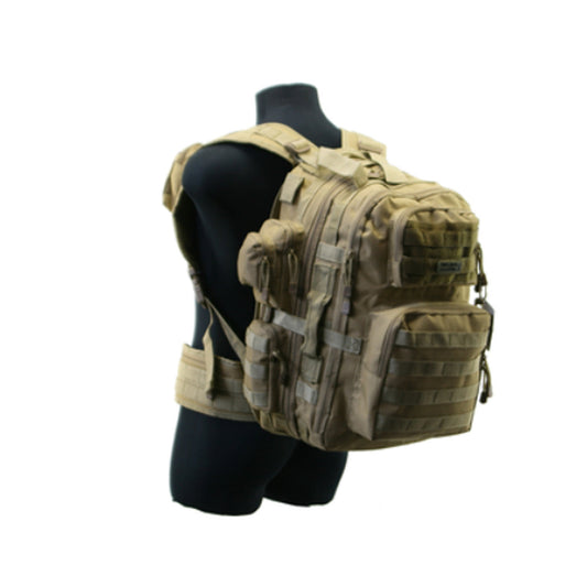 This pack is the ultimate solution for your mission needs! Its main compartment, with a 16.2L capacity, features a hydration pouch and an organizer with multiple pockets. Plus, the secondary 10L compartment comes equipped with a large mesh pocket and internal MOLLE webbing for even more storage. www.defenceqstore.com.au