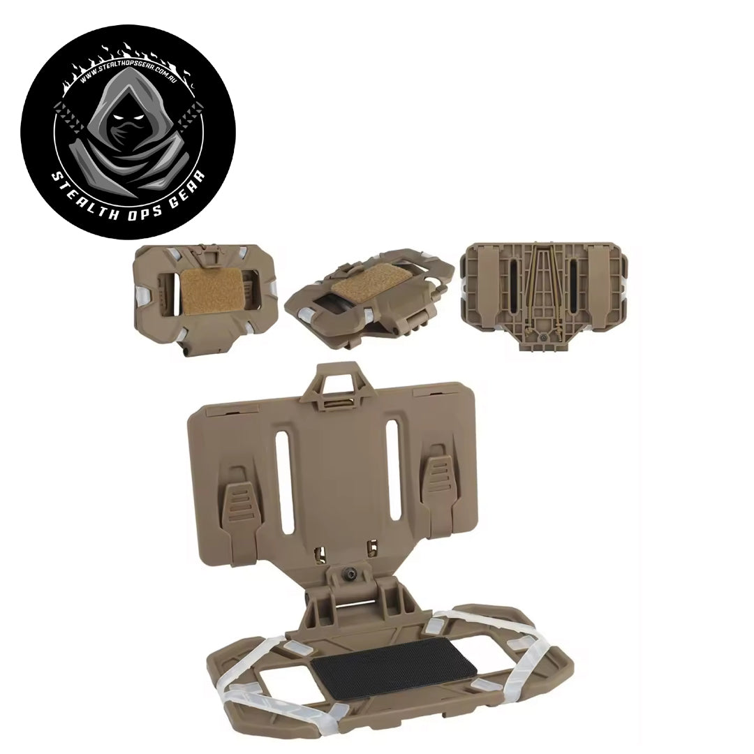 Crafted to hold devices measuring up to 8 x 16 x 2 cm, this board guarantees a secure fit for your gear. It easily mounts onto 4×3 MOLLE systems and is compatible with all MOLLE tactical equipment, making it an essential part of your setup. Featuring a folding fixed buckle, it folds compactly for convenient storage and transport whenever you need. www.defenceqstore.com.au