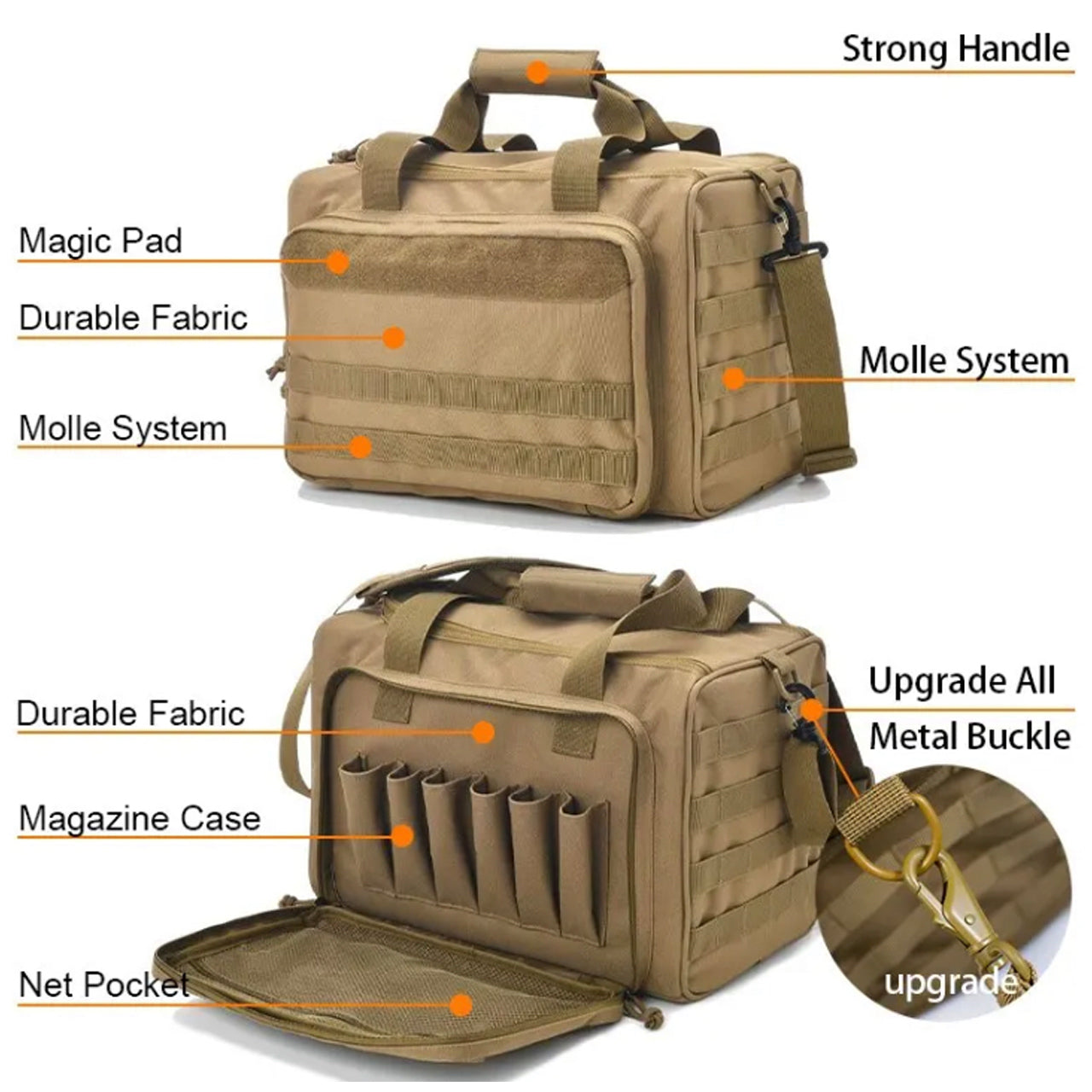 Tactical Gun Range Bag Shooting Duffle Bags for Handguns Pistols with Lockable Zipper and Heavy Duty Antiskid Feet. www.defenceqstore.com.au