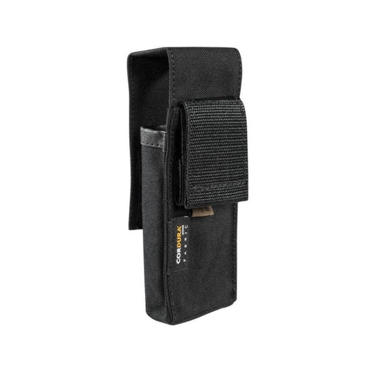 Suitable for flashlights up to 144 mm in length and a head diameter of about 44-45 mm. Head height about 45 mm. With glass surface protection. www.defenceqstore.com.au