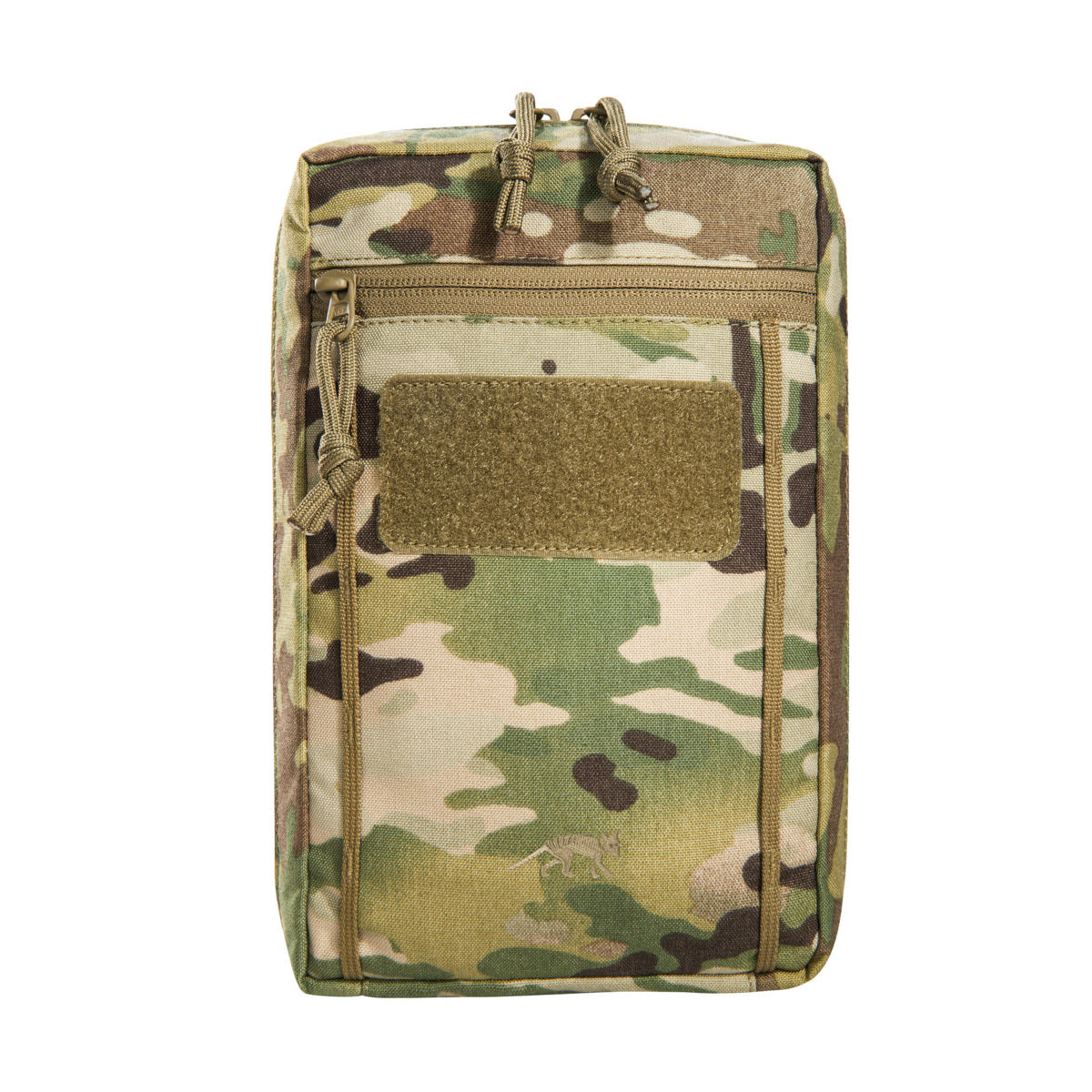 Accessory pouch with 24 x 15 x 6cm dimensions, a large opening and the MOLLE reverse system. The inside features MOLLE hook-and-loop, a mesh pocket and elastic loops. www.defenceqstore.com.au