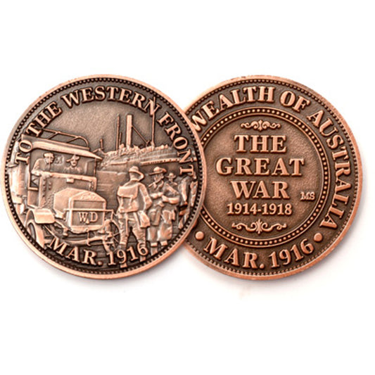 The AGW Antique Finish Penny is a special commemorative coin that pays tribute to Australia's campaign on the Western Front. This coin holds immense historical significance, representing the brave Australian troops who embarked on a perilous journey in March 1916. www.defenceqstore.com.au