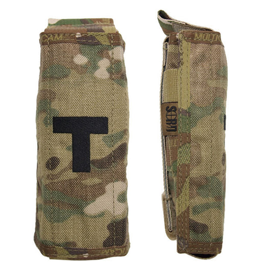 The tourniquet cover is designed to be worn on the man. The pouch is easily released by a velcro tab at the top when pulled allows the cover to drop open and expose the tourniquet. The pouch holds both the SOFTT and the C-A-T tourniquet. www.defenceqstore.com.au