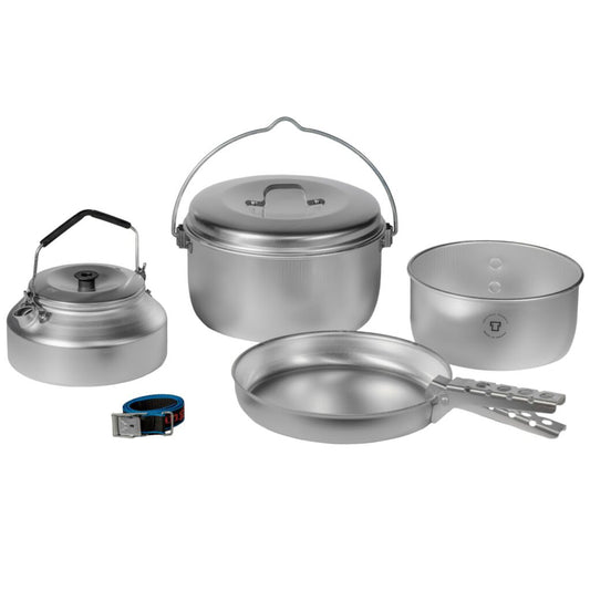 Get ready for the ultimate camping experience with the Trangia Camp Set 24! This versatile set includes a pot, frypan, and a variety of accessories, making it perfect for use over any heat source. You'll have everything you need to cook up a delicious meal in the great outdoors. www.defenceqstore.com.au where campers shop