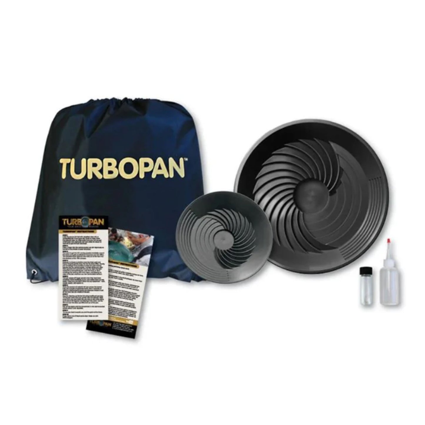 Suitable for the family, nomad or fine gold prospector, the kit has a small Turbopan gold pan for the kids, the backpack or black sands clean-up, a large pan for panning heaps of dirt in a pay run, a snuffer bottle to recover gold from the pan and a glass vial to store your hard earnt cache of heavy yellow metal. www.defenceqstore.com.au