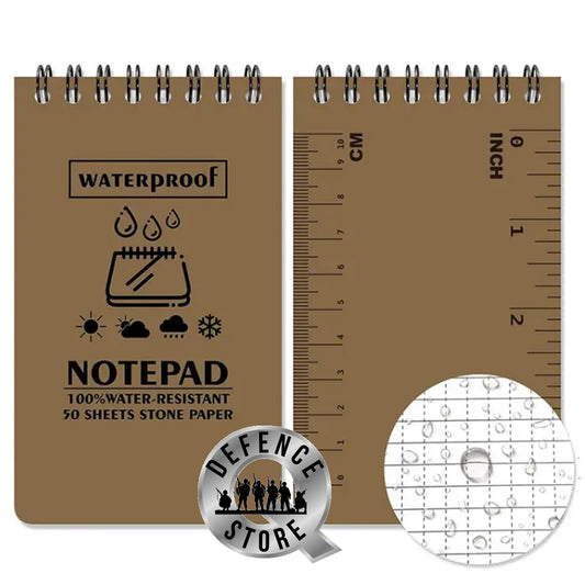 Introducing the revolutionary Waterproof Notepad Stone Paper, perfect for those who value durability and versatility in their writing materials. With double-sided usage and approximately 50 pages, this notepad is not only practical but also environmentally friendly. www.defenceqstore.com.au