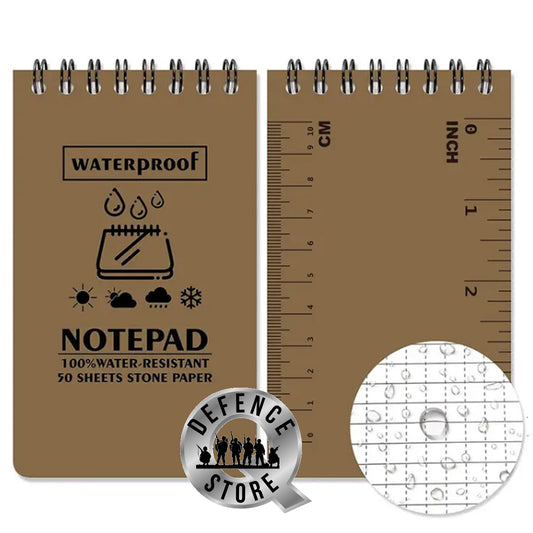 Introducing the revolutionary Waterproof Notepad Stone Paper, perfect for those who value durability and versatility in their writing materials. With double-sided usage and approximately 50 pages, this notepad is not only practical but also environmentally friendly. www.defenceqstore.com.au
