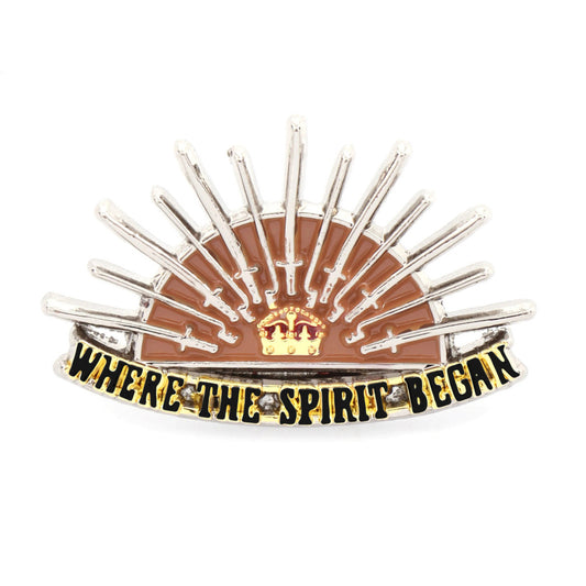 This lapel pin is a miniature representation of the Hutton Trophy of Arms, the emblem believed to have inspired the iconic Rising Sun Badge. While small in size, it carries deep significance of our heritage, symbolising the history and origins of the Australian digger tradition. www.defenceqstore.com.au