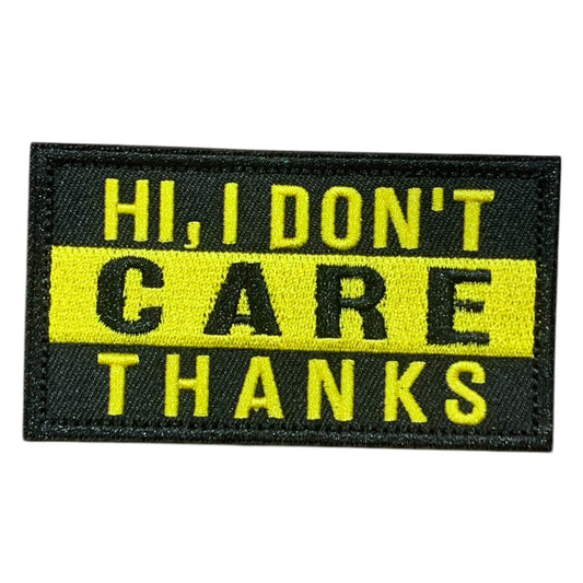 Elevate your style game with the I Don't Care Embroidery Hook & Loop Morale Patch! Featuring a supportive design, this patch measures 9.5x5cm and is perfect for adding a touch of personality to your operator hats, tactical jackets, and bags. The hook backing ensures easy application and a secure hold, making it a must-have for any tactical enthusiast. Upgrade your gear today! www.defenceqstore.com.au