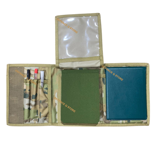 Elevate your field administration game with this essential AMCU notebook cover. With space for a notebook, two viewee twoee, and three writing utensils, it's a practical and organized solution. Plus, the middle flip panel provides storage for crucial documents on both sides. www.defenceqstore.com.au