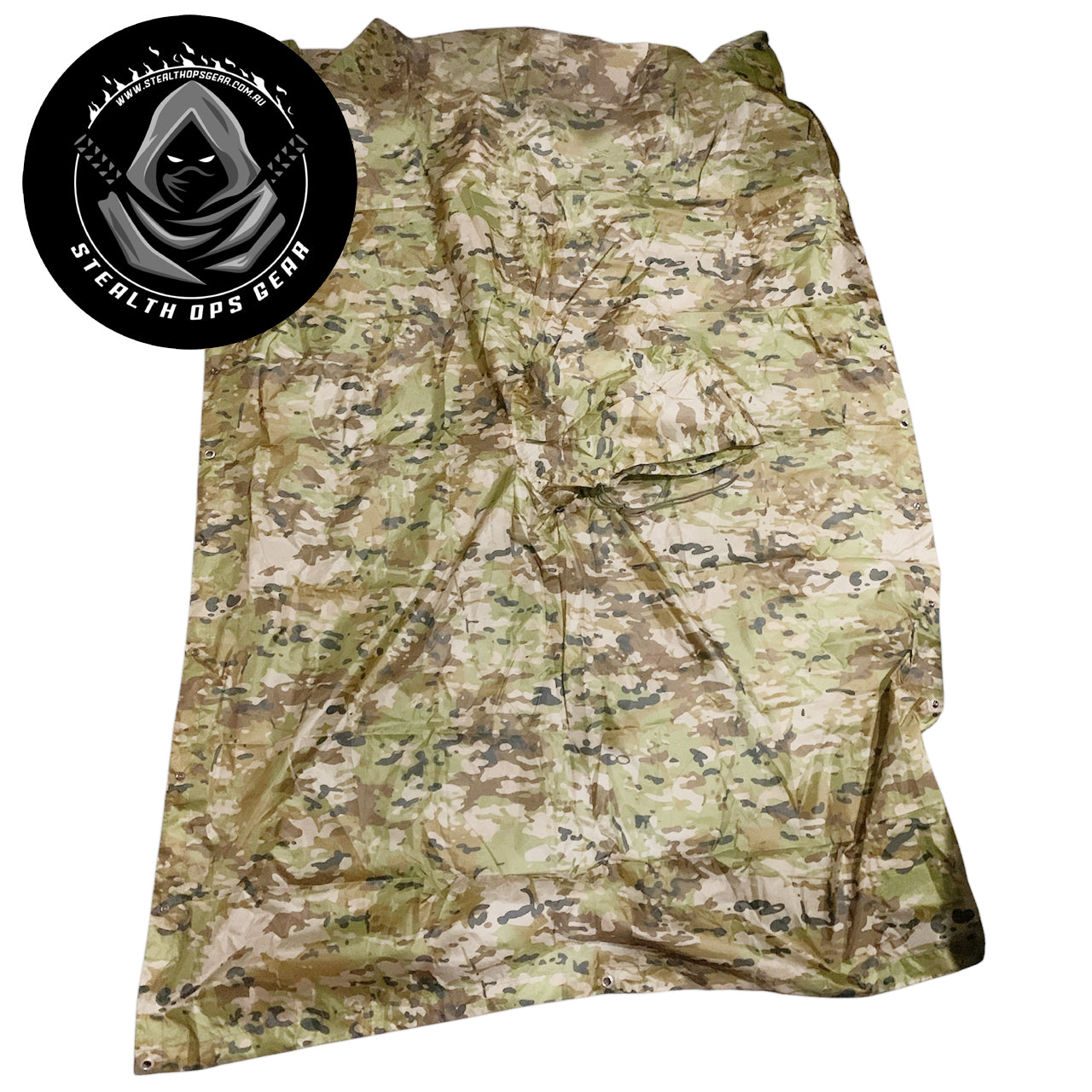 This indispensable gear is ready for any weather, perfect for piquet duty or quick shelter with its clever redesign that combines a poncho and hootchie. It's 100% waterproof and made from 210D nylon coated with polyurethane, www.defenceqstore.com.au