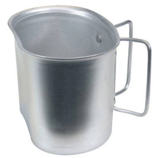 The US Army Style Aluminium Canteen Cup is lightweight yet strong and features folding handles for easy use and pouring. Traditional kidney shape.
Features:
Material: Aluminium
Folding Handles
It will fit over the bottom of a 1qt Canteen
Specifications:
Weight: 97g
Dimensions (handles folded): 12.9 x 8.5 x 9.4 cm www.defenceqstore.com.au