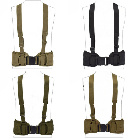 Boasting three rows of MOLLE-designed webbing straps for easy pouch attachment, the Cross Harness Platform is a lightweight, low-profile option with adjustable waist straps (34-64 inches) and easy-release, high-quality buckles. www.defenceqstore.com.au multicam coyote od green black