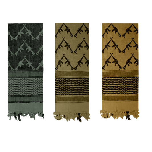Wear as a face mask, balaclava, or headwrap, these Crossed Rifle Shemagh Scarves are adaptable to any environment. Ideally worn while traveling through a desert, snowstorm, and any other extreme weather condition you may encounter, these tactical scarves are a must-have for anyone! www.defenceqstore.com.au
