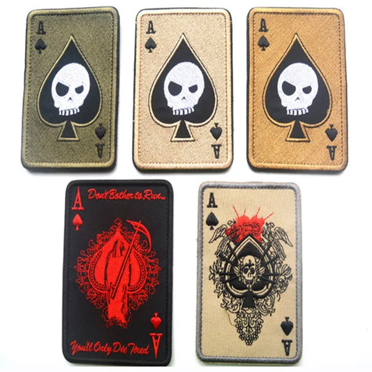 Unleash your targeting inner poker champ with the striking Death Card Poker Ace Of Spades Hook & Loop Patch in a perfect 10x7.5cm size. www.defenceqstore.com.au
