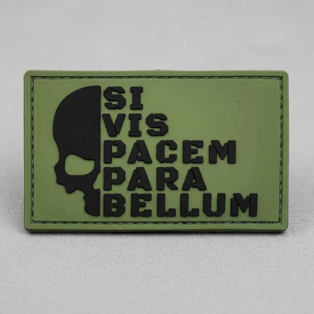 Green Para Bellum PVC patch studio view