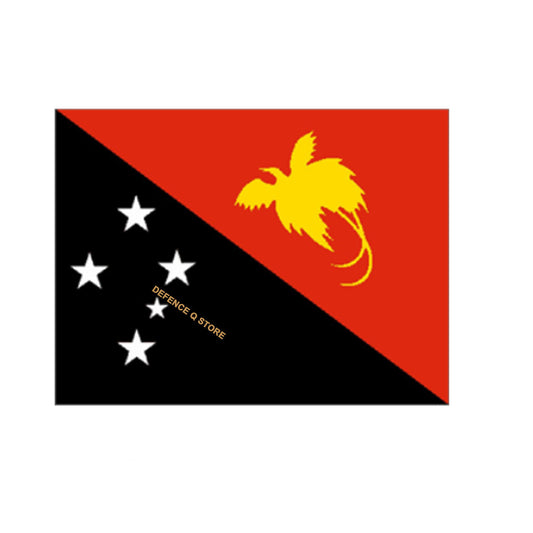 Designed by a 15 year-old school girl, this flag is a colourful representation of Papua New Guineas history. www.defenceqstore.com.au