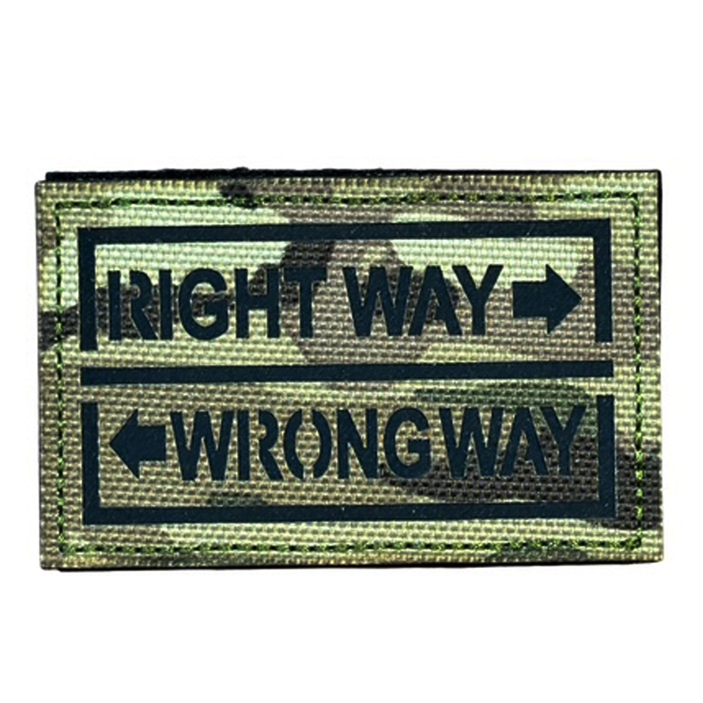 Make a bold statement with the Right Way Wrong Way Laser Cut Multicam Patch. This striking 8x5cm patch features laser-cut precision detailing that demands attention. Backed with both hook and loop fasteners, it's ready to attach to tactical gear, backpacks, or uniforms instantly. www.defenceqstore.com.au