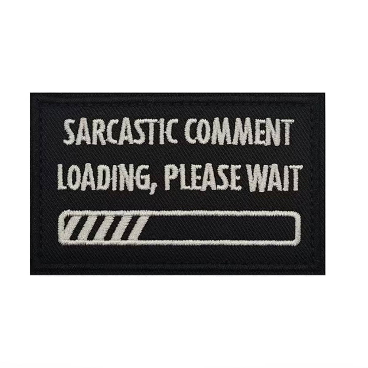Unleash your rebellious spirit with the Sarcastic Comment Loading Embroidery Patch Hook & Loop! Featuring an embroidered design and hook & loop backing, this 8x5cm patch is the perfect addition to your collection. Show off your unapologetic confidence and unique sense of humour with this high-quality product. www.defenceqstore.com.au