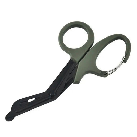D-Ring Style Deluxe EMS Shears 15cm long total length in Green, being able to attach these onto all sorts of equipment is a massive bonus.  No need to have to put them in a pouch or other outdoor gear, just hook onto a belt loop or equipment loop and they are set to go. www.defenceqstore.com.au