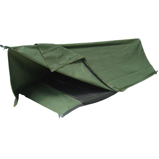 This traditional open swag is crafted with 100% waterproof Olive Cotton canvas and a comfy 50mm mattress. At 225 cm x 70cm, it promises a snug, relaxing experience for one person! The quality materials ensure long-lasting convenience and comfort. Plus, the swag is designed for ease of setup and takedown, making it a perfect choice for any adventure! www.defenceqstore.com.au