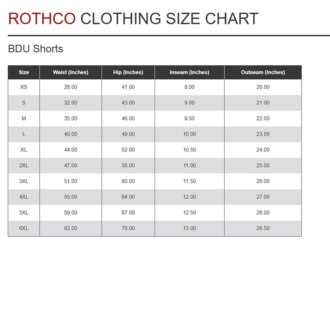 Rothco Camouflage BDU Shorts Black Camo