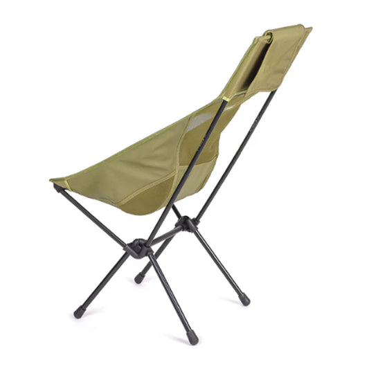 The Helinox Sunset Camping Chair packs down to a portable 47 x 12 x 14cm in its included bag and weighs just 1.6kg. Strong and light, the heart of its innovative design is a frame made from a proprietary DAC aluminium alloy delivering a maximum strength-to-weight ratio that comfortably holds up to 145kg. www.defenceqstore.com.au