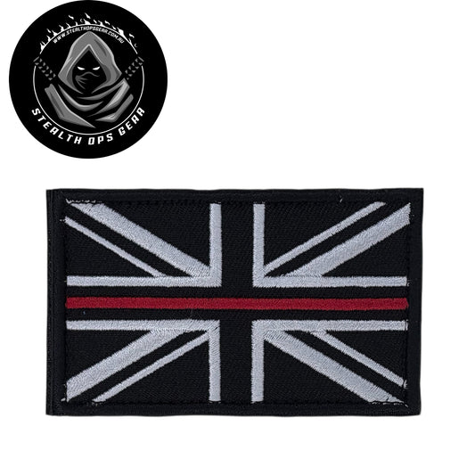 UK Thin Red Line Embroidery Morale Patch - Stealth Ops Gear, measuring 8x5cm, is a striking and durable addition to personalize your gear with style and toughness. Crafted with high-quality embroidery, this patch features a versatile pattern that blends seamlessly with various tactical and outdoor equipment. www.defenceqstore.com.au