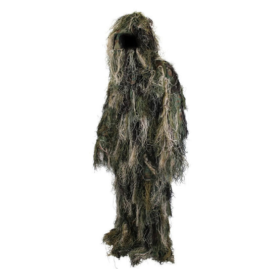 Ghillie suits are a full body camouflage solution for blending in with the natural environment in the field or out hunting.  Ghillie suits are used by snipers but in the civilian environment used by hunters, paintballers and gel blaster players.  Also a great item to have for your bug out bag for preppers, if anything goes wrong you can throw on this suit and hide out in nature.