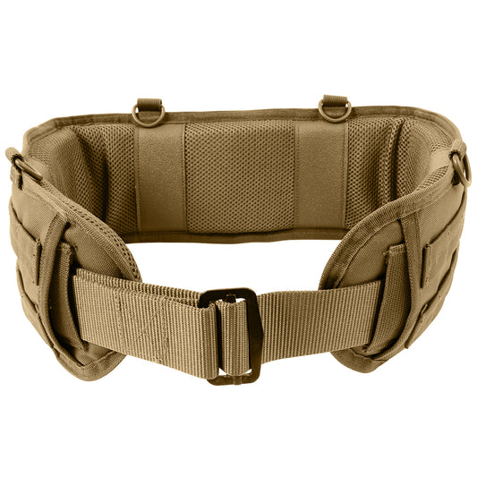 The Rothco Battle Belt is made of a polyester, padded, mesh material and features a non-slip interior (does not include inner belt), two rows of web loops on outer belt, 4 D-ring attachment points, and two openings for drop leg platform or holster. Dimensions: Medium = Length 40" Width 6" (Fits 30-34" Waist) Large = Length 43" Width 6" (Fits 36-40" Waist) www.defenceqstore.com.au