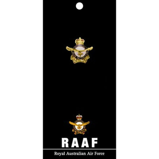 Air Force 20mm full colour enamel lapel pin. Displayed on a presentation card. This beautiful gold plated lapel pin will look great on both you jacket or on your cap.
