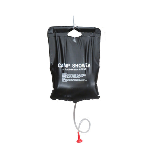 Fill this badboy up and hang from a tree, a simple shower system for cadets and military in the field Easy use Hanging bar included 20L capacity Push/pull showerhead Heats using renewable energy from the sun Compact and lightweight