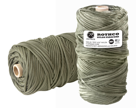 Rothco’s Nylon Paracord 550lb 300 Ft(91M) Tube is ideal for any survival situation and fits great inside a bug out bag. 