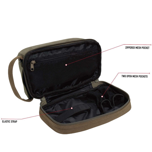 Rothco’s Deluxe Canvas Toiletry Kit Is Equipped With A Carry Handle, Multiple Compartments, And Mesh Pockets To Keep Your Travel Essentials Organized For Easy Access While On The Go. www.defenceqstore.com.au