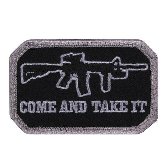 Come and Take It Patch with hook backing pairs perfectly with any of our hook & loop accessories including our Special Ops Jacket and or Tactical Vests.  SIZE: 7.7x4.5CM www.defenceqstore.com.au