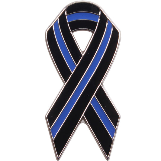 The Thin Blue Line Shows Respect And Support For Police And Law Enforcement Officials show your support with Thin Blue Line Ribbon Lapel Pin.  Great For Law Enforcement To Wear With Uniform Or Dress Clothes The Thin Blue Line Is A Symbol Of Respect And Support For Police And Law Enforcement Officials Made From A Brass-Plated Iron 28 MM In Height Proceeds From This Purchase Benefit Families Of Fallen First Responders www.defenceqstore.com.au