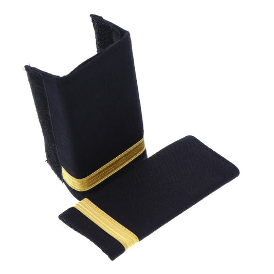 This quality 1 Stripe Soft Epaulette with embroidered detailing this set of two is ready for wear.  Specifications:      Material: Soft Epaulette, fabric, raised embroidery     Colour: Blue, gold     Size: Standard www.defenceqstore.com.au