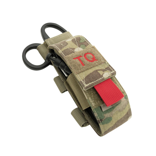 Rothco’s Tactical “TQ” Pouch is designed to hold your tourniquet and shears with an elastic hook & loop compartment and a hidden back pocket with a horizontal hook and loop strap that feeds through the handle of your shears.
