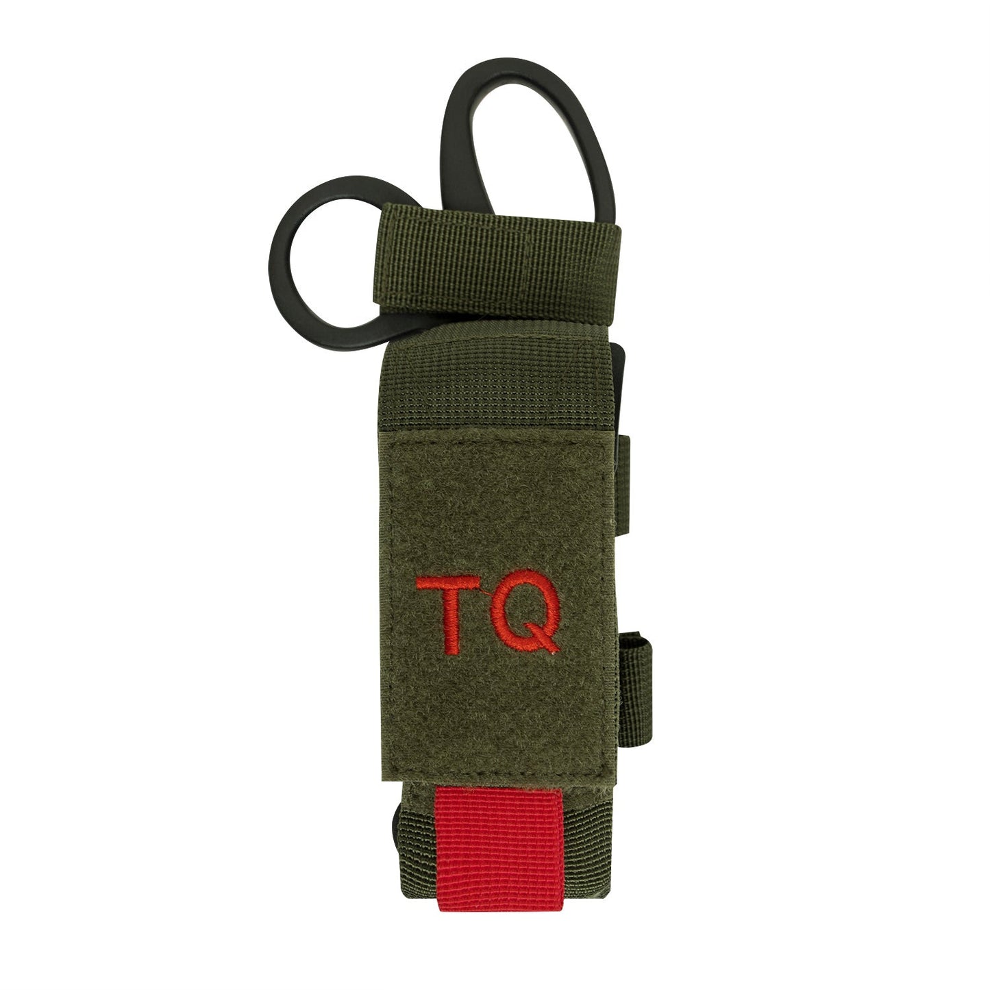 Rothco’s Tactical “TQ” Pouch is designed to hold your tourniquet and shears with an elastic hook & loop compartment and a hidden back pocket with a horizontal hook and loop strap that feeds through the handle of your shears.