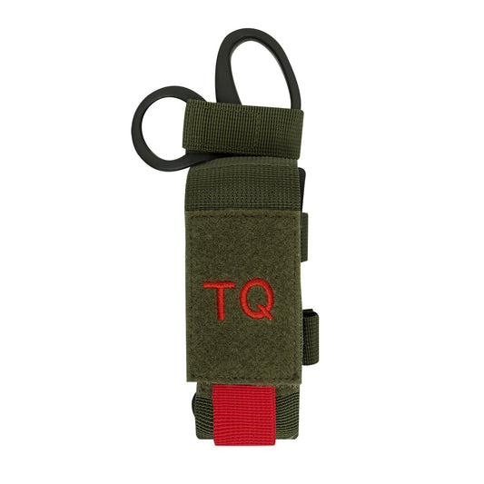 Rothco’s Tactical “TQ” Pouch is designed to hold your tourniquet and shears with an elastic hook & loop compartment and a hidden back pocket with a horizontal hook and loop strap that feeds through the handle of your shears.