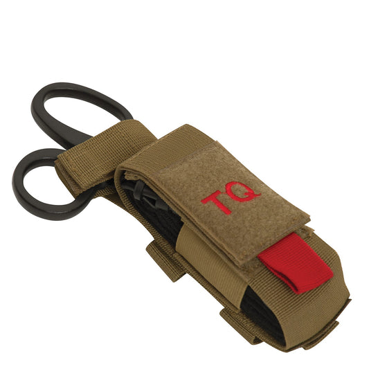 Rothco’s Tactical “TQ” Pouch is designed to hold your tourniquet and shears with an elastic hook & loop compartment and a hidden back pocket with a horizontal hook and loop strap that feeds through the handle of your shears.
