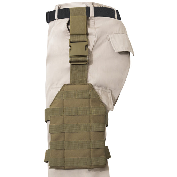 Rothco’s MOLLE Drop Leg Panel is designed to adapt to your tactical needs; the MOLLE panel can be utilized for mounting holsters, mag pouches, and other MOLLE accessories for easy access.